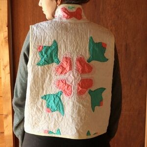 Upcycled Vintage Blanket Vest Repurposed Patchwork Quilt M L XL